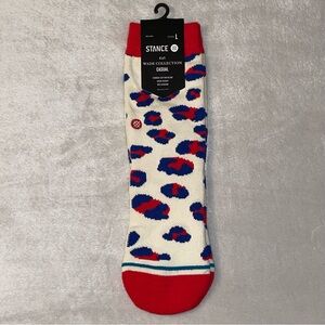 Stance Red and Blue Casual Socks with Leopard Print